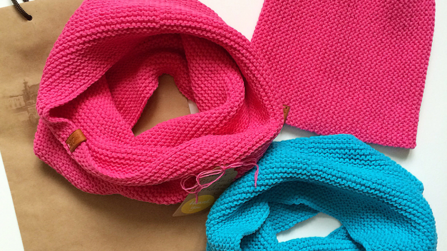 Хлопковый комплект (шапка/снуд) на весну