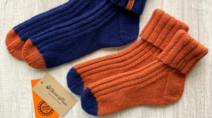 Связанные вручную носки Лапша. Мужская и женская пары