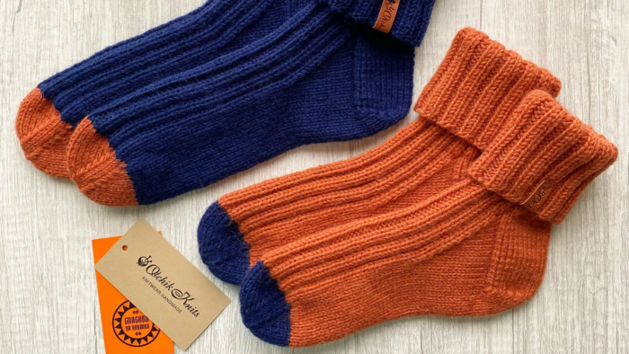 Связанные вручную носки Лапша. Мужская и женская пары